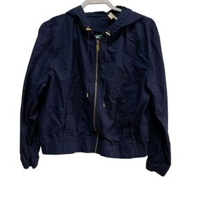 Michael Kors Navy‎ Blue Hooded Full Zip Jacket Lightweight Coat M